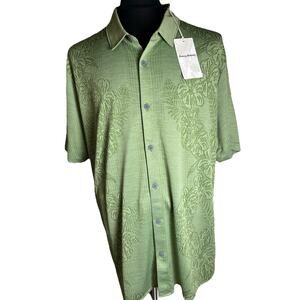 Tommy Bahama Men’s Green Short Sleeve Island Zone Poly Dress Shirt 3XL